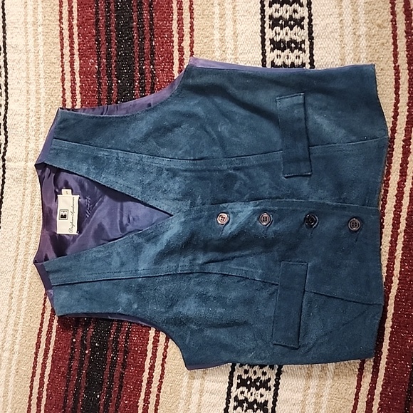 Unique Vintage Other - Brigham Sportswear Blue Genuine Leather Vest